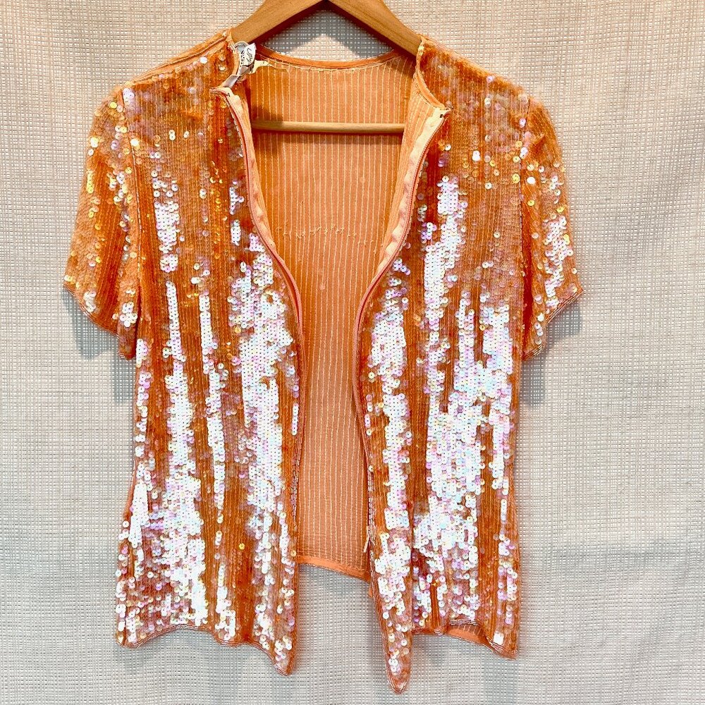 Vintage Rare Victor Costa Glamorous Sequins Beaded Top Glam 80s Sequins 24/7 - Picture 13 of 16
